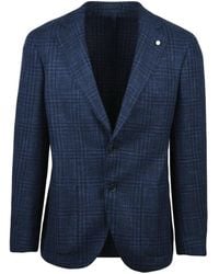 Luigi Bianchi - Round Silhouette Wool-Silk Jacket With Subtle Check Pattern - Lyst