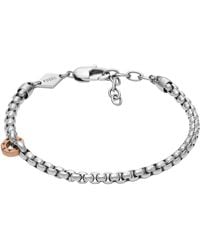 Fossil - Sawyer Two-tone Stainless Steel Chain Bracelet - Lyst