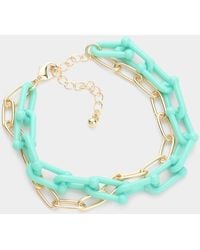 Fashnzfab - Open Metal Oval Resin Link Double Layered Bracelet - Lyst