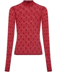 Marine Serre - Fitted Sheer Mesh High-Neck Top With Moonogram Motifs - Lyst