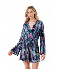 Ariella - Long Sleeve Romper - Lyst
