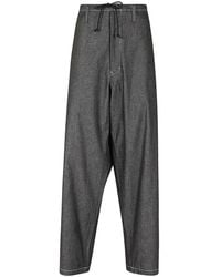 Yohji Yamamoto - Wide-Leg High-Waist Pants With Drawstring Closure - Lyst
