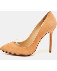 Charlotte Olympia - Suede And Pvc Dolly Pointed Toe Pumps - Lyst