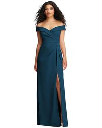 After Six - Cuffed Off-the-shoulder Pleated Faux Wrap Maxi Dress - Lyst