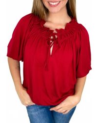 Bibi - Rayon Blend Balloon Sleeves Top - Lyst