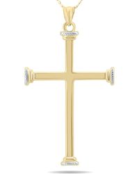 Monary - Simple Thin 10k Yellow Gold Cross Pendant Necklace With 18 Inch Chain - Lyst