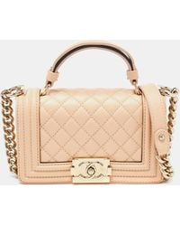 Chanel - Quilted Leather Small Boy Top Handle Bag - Lyst