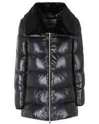 Herno - Fur-Lined Collar Striped Quilted Polyamide Down Jacket - Lyst