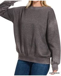 Zenana - Mila Acid Wash Pullover - Lyst