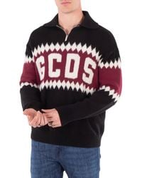 Gcds - Logo Argyle Polo Sweater - Lyst