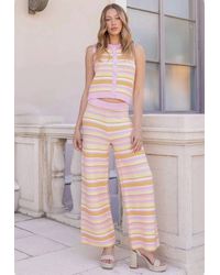 Strut & Bolt - Crochet Stripe Knit Wide Leg Pants - Lyst