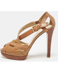 Stuart Weitzman - Leather Ankle Strap Peep Toe Sandals - Lyst