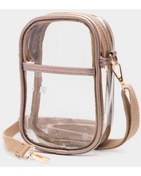 Fashnzfab - Solid Faux Leather Transparent Rectangle Crossbody Bag - Lyst