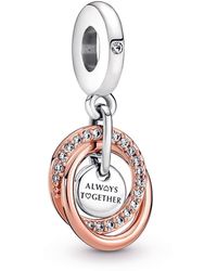 PANDORA - Family Always Encircled Dangle Charm With Rose - Lyst