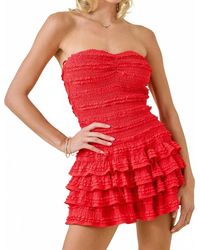 Day + Moon - Strapless Smocked Ruffle Romper Dress - Lyst