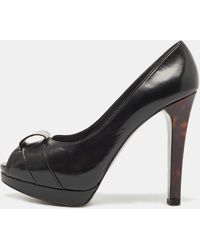 Stuart Weitzman - Leather Peep Toe Platform Pumps - Lyst