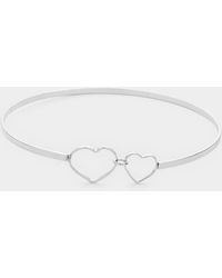 Fashnzfab - Double Open Metal Heart Link Bangle Bracelet - Lyst