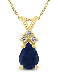 Monary - 14k Gold 6x4mm Pear Sapphire And Diamond Pendant - Lyst