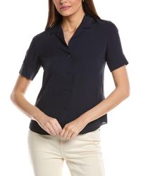 Lafayette 148 New York - Notch Collar Slim Silk Shirt - Lyst