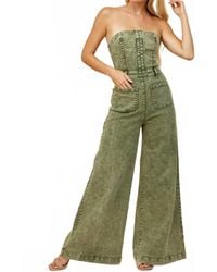 Wisteria Lane - Off Shoulder Wide Leg Denim Jumpsuit - Lyst