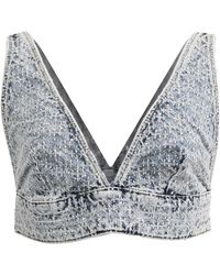 Maje - Denim Bra Top With Rhinestones - Lyst