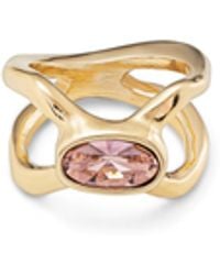 Uno De 50 - 18K Plated Metal Alloy Ring, Spider Leg Shape With Medium Oval Box And Crystal - Lyst