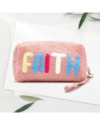 Fashnzfab - Faux Fur Faith Message Pouch With Wristlet - Lyst