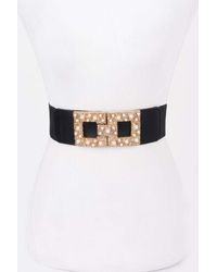 Fashnzfab - Pearl Metal Buckle Elastic Belt - Lyst
