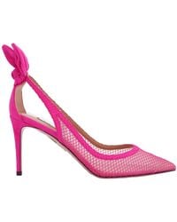 Aquazzura - Bow Tie Pointed-Toe Mesh Pump - Lyst