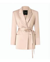 Pinko - Rapa Satin Belted Blazer Jacket - Lyst