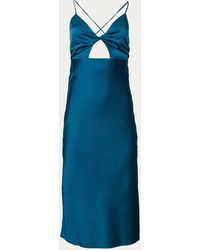 Endless Blu. - Open-back Cutout Satin Midi Dress - Lyst
