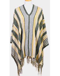TRUEDAMES - Striped Fringe Edge Poncho Sweater - Lyst