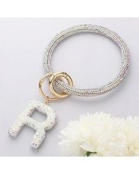 Fashnzfab - R- Bling Studded Initial Monogram Charm Bracelet Keychain Ab - Lyst