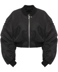 Rick Owens - Cropped Ruched Bomber Jacket With Structured Silhouette - Lyst