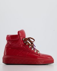 Chanel - Patent Leather High Top Sneakers Shoes - Lyst
