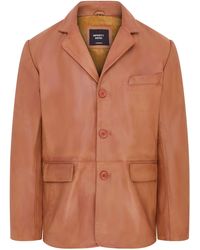 Infinity Leather - 3 Button Italian Leather Blazer Jacket - Lyst
