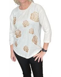 EMILY DANIELS - Glitter Roses Crew Neck Top - Lyst