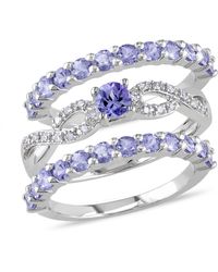 Mimi & Max - 1 4/5Ct Tgw Tanzanite And 1/10Ct Tw Diamond Infinity Stackable Bridal Ring Set - Lyst