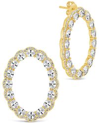 Sterling Forever - Rosario Cz Oval Stud Earrings - Lyst