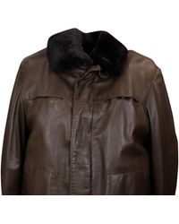 Isaia - Brown Flight Jacket With Fur Collar - Lyst