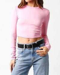Olivaceous - Mia Fitted Ribbed Crop Long Sleeve Top - Lyst