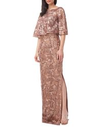 JS Collections - Evalina Metallic Long Evening Dress - Lyst