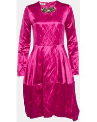 Marni - Satin Flared Mini Dress - Lyst