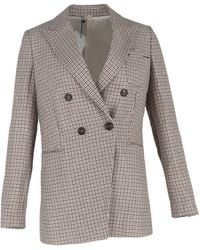 Brunello Cucinelli - Houndstooth Double-Breasted Blazer - Lyst