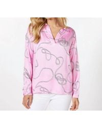 EsQualo - Parisa Polo Collar Rope Print Blouse - Lyst