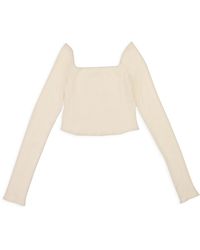 CALLIPYGIAN - Square Neck Cream Crop Top - Lyst