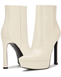 Nine West - Loraa Boots Cream Stiletto Heel Platform Bootie Lion82 - Lyst