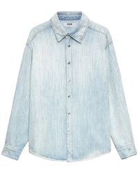 MSGM - Light Denim Shirt With Classic Collar - Lyst