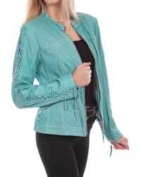 Scully - Leather Laced Sleeve Jacket - Lyst