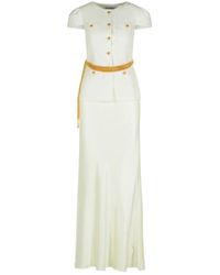Self-Portrait - Maxi Taffeta Dress With Front Button Closure - Lyst